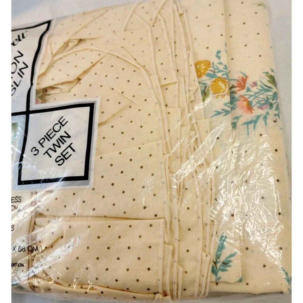 Vintage Lady Pepperell 3 Piece Twin Set Sheet Garden Grove Pattern No Iron NEW